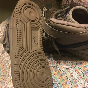 Grey and blue nike air